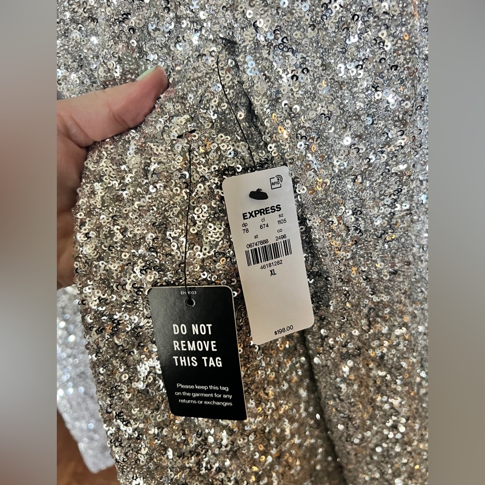 Express Silver Sequin Blazer Jacket NWT - image 5